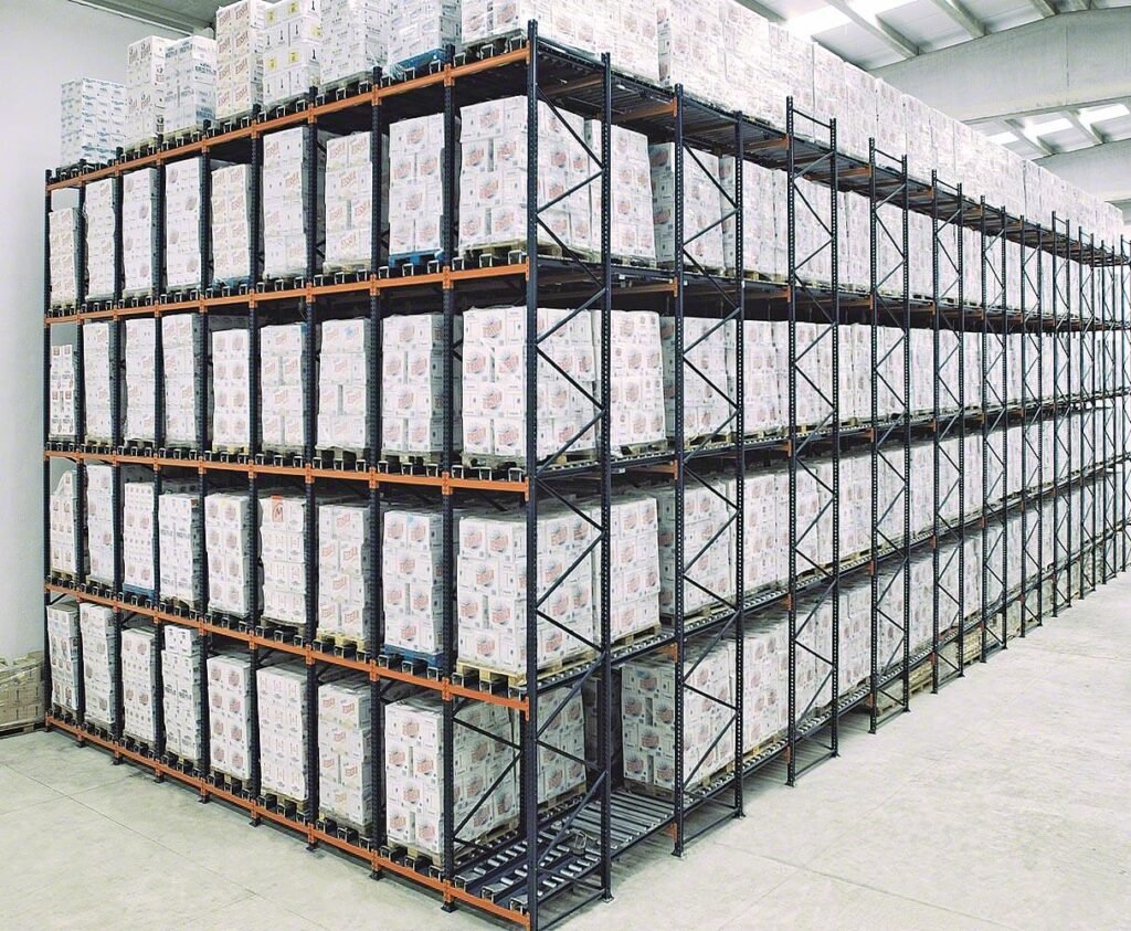gravity flow pallet storage rack